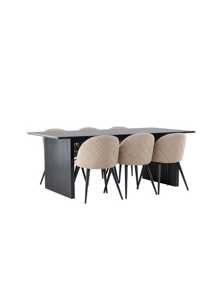 Matgrupp Vail med Velvet matstolar, 200 × 100 cm