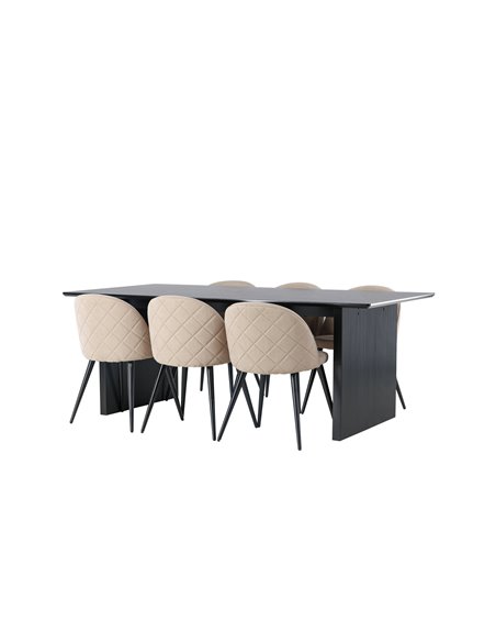 Matgrupp Vail med Velvet matstolar, 200 × 100 cm