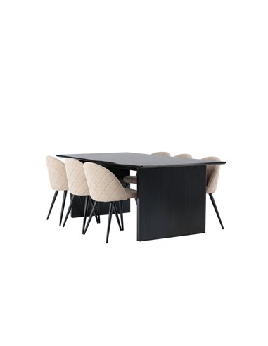 Matgrupp Vail med Velvet matstolar, 200 × 100 cm
