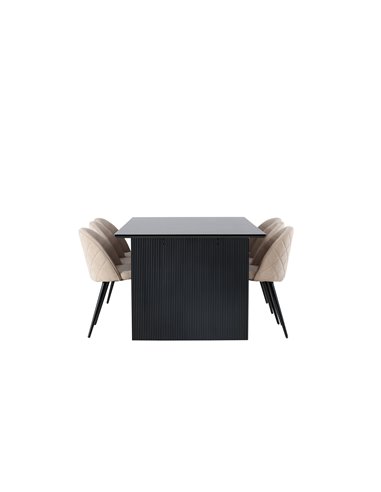 Matgrupp Vail med Velvet matstolar, 200 × 100 cm