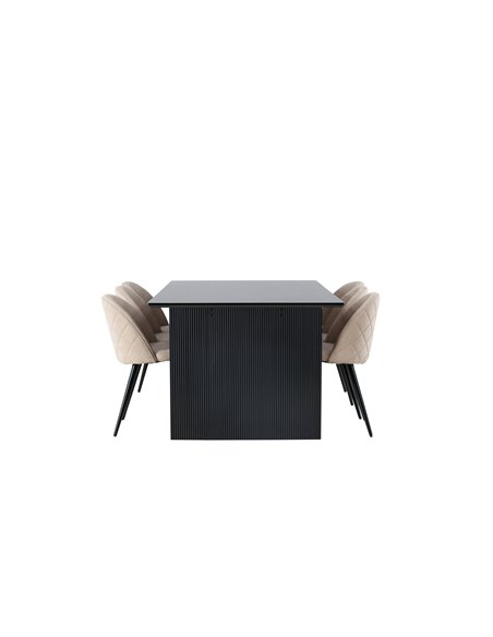Matgrupp Vail med Velvet matstolar, 200 × 100 cm