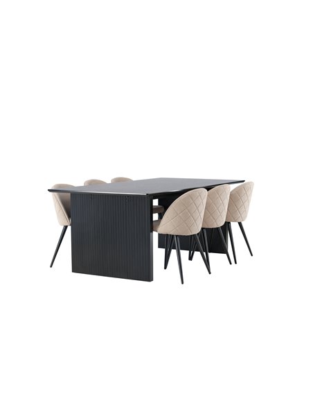 Matgrupp Vail med Velvet matstolar, 200 × 100 cm