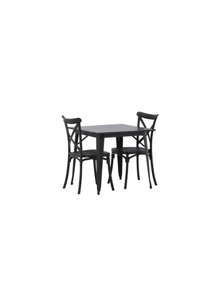 Matgrupp Tempe med Crosett matstolar, 80 × 80 cm