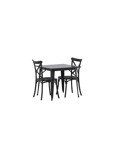 Matgrupp Tempe med Crosett matstolar, 80 × 80 cm