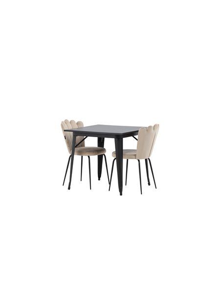 Matgrupp Tempe med Limhamn matstolar, 80 × 80 cm