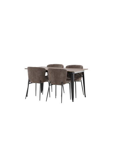 Matgrupp Tempe med Modesto matstolar, 140 × 80 cm
