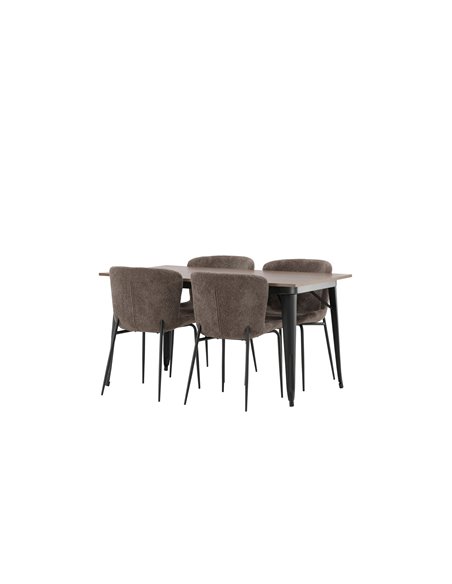 Matgrupp Tempe med Modesto matstolar, 140 × 80 cm