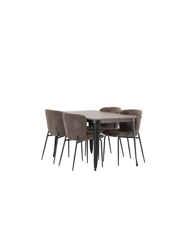 Matgrupp Tempe med Modesto matstolar, 140 × 80 cm