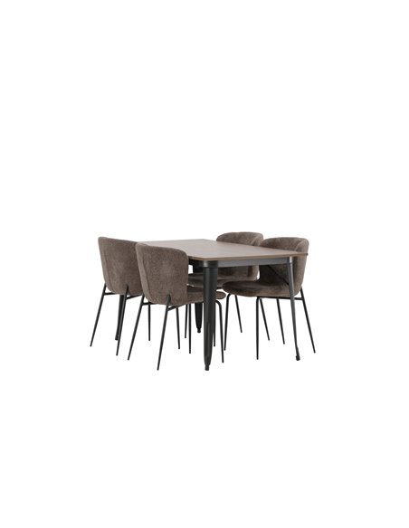 Matgrupp Tempe med Modesto matstolar, 140 × 80 cm