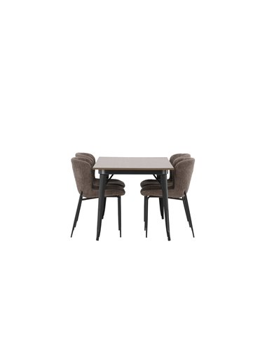 Matgrupp Tempe med Modesto matstolar, 140 × 80 cm