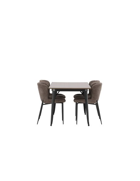 Matgrupp Tempe med Modesto matstolar, 140 × 80 cm
