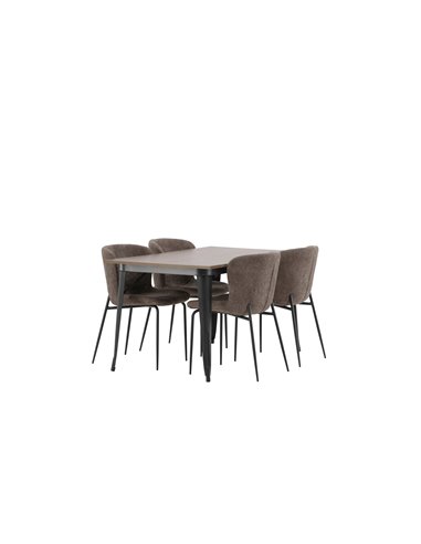 Matgrupp Tempe med Modesto matstolar, 140 × 80 cm