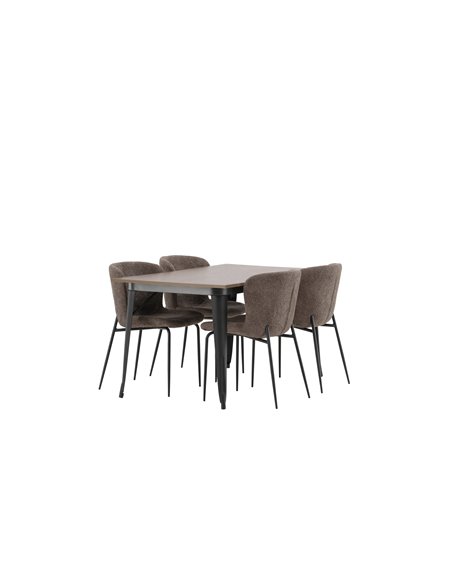 Matgrupp Tempe med Modesto matstolar, 140 × 80 cm
