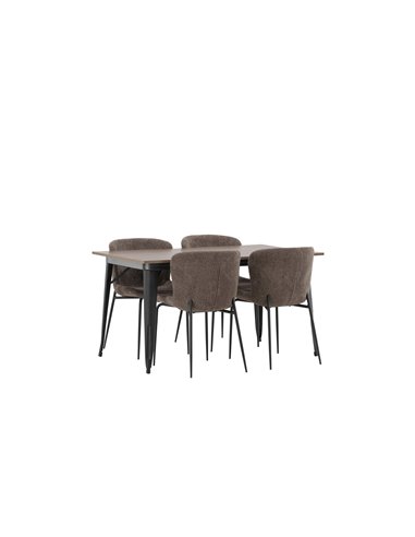 Matgrupp Tempe med Modesto matstolar, 140 × 80 cm