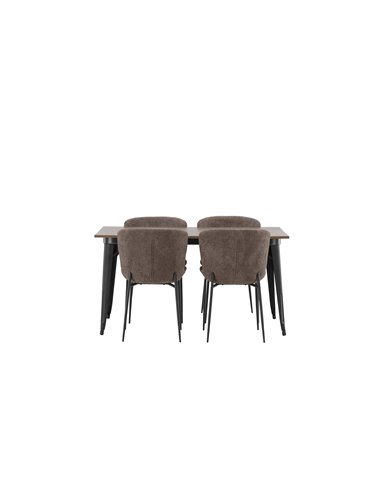 Matgrupp Tempe med Modesto matstolar, 140 × 80 cm