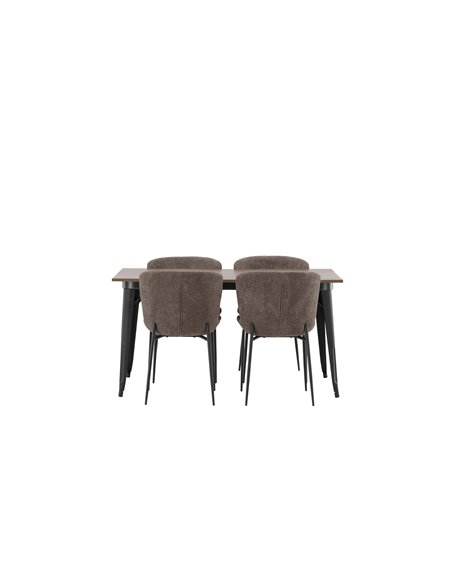 Matgrupp Tempe med Modesto matstolar, 140 × 80 cm