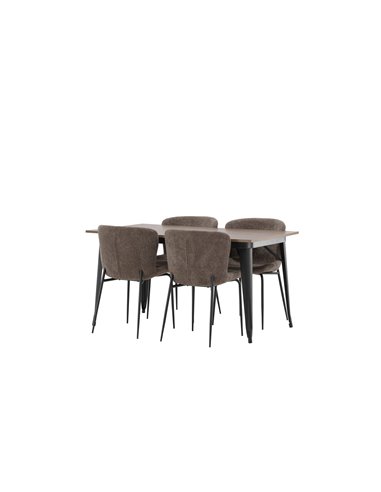 Matgrupp Tempe med Modesto matstolar, 140 × 80 cm