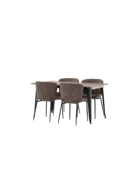 Matgrupp Tempe med Modesto matstolar, 140 × 80 cm