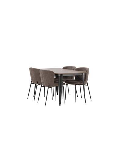 Matgrupp Tempe med Modesto matstolar, 140 × 80 cm