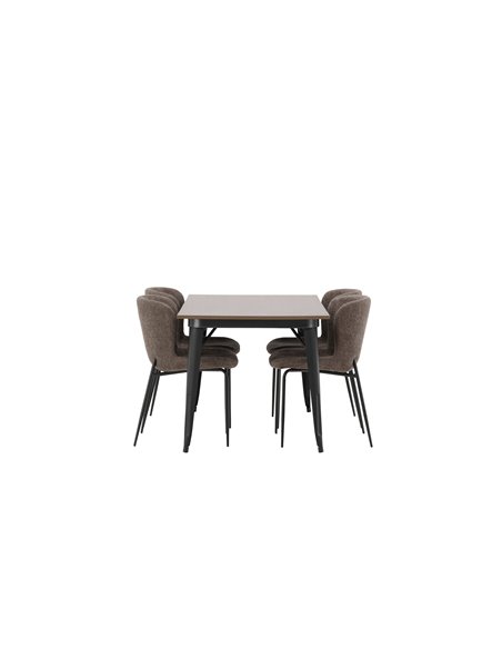Matgrupp Tempe med Modesto matstolar, 140 × 80 cm
