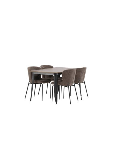 Matgrupp Tempe med Modesto matstolar, 140 × 80 cm