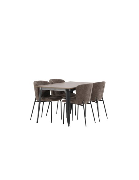 Matgrupp Tempe med Modesto matstolar, 140 × 80 cm