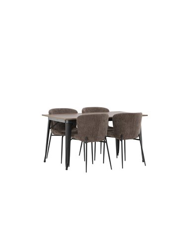 Matgrupp Tempe med Modesto matstolar, 140 × 80 cm