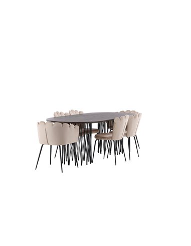 Matgrupp Stone med Limhamn matstolar, 220 × 100 cm