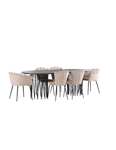 Matgrupp Stone med Limhamn matstolar, 220 × 100 cm