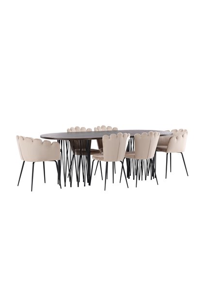 Matgrupp Stone med Limhamn matstolar, 220 × 100 cm