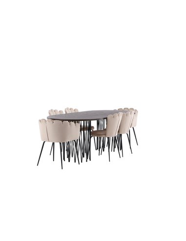Matgrupp Stone med Limhamn matstolar, 220 × 100 cm