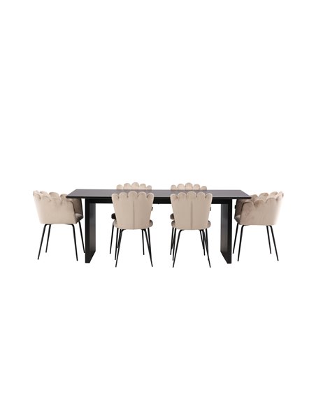 Matgrupp Vail med Limhamn matstolar, 200 × 100 cm