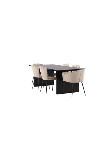 Matgrupp Vail med Limhamn matstolar, 200 × 100 cm