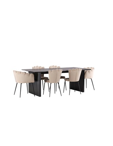Matgrupp Vail med Limhamn matstolar, 200 × 100 cm