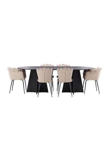 Matgrupp Bootcut med Limhamn matstolar, 230 × 115 cm