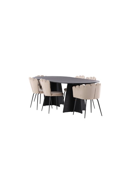 Matgrupp Bootcut med Limhamn matstolar, 230 × 115 cm