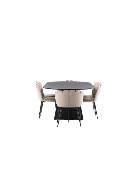 Matgrupp Bootcut med Limhamn matstolar, 230 × 115 cm