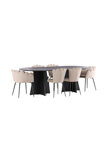 Matgrupp Bootcut med Limhamn matstolar, 230 × 115 cm