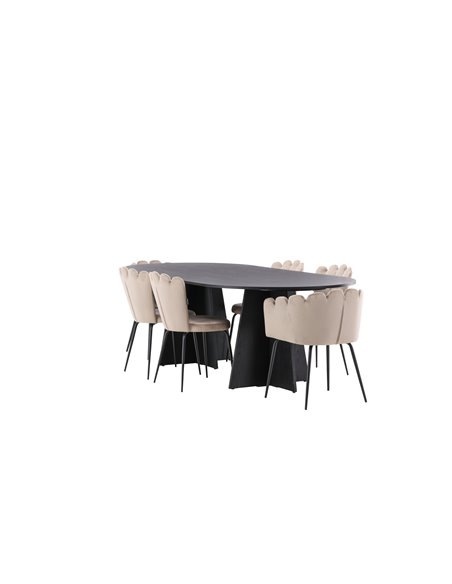 Matgrupp Bootcut med Limhamn matstolar, 230 × 115 cm