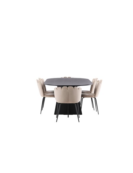 Matgrupp Bootcut med Limhamn matstolar, 230 × 115 cm