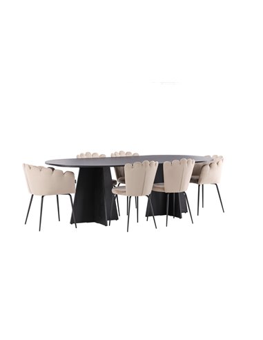 Matgrupp Bootcut med Limhamn matstolar, 230 × 115 cm