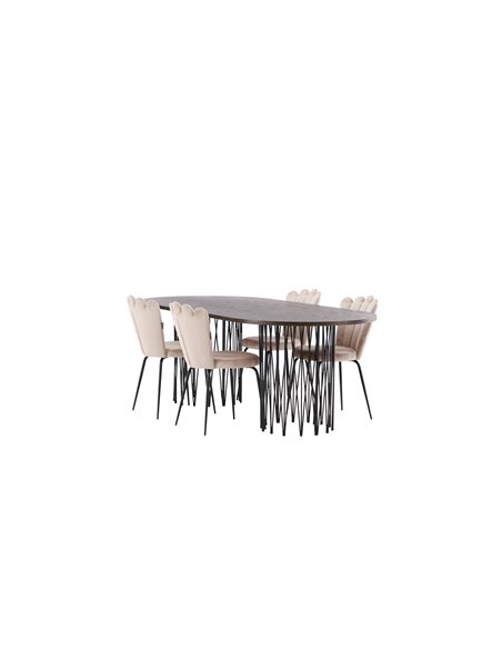 Matgrupp Stone med Limhamn matstolar, 220 × 100 cm