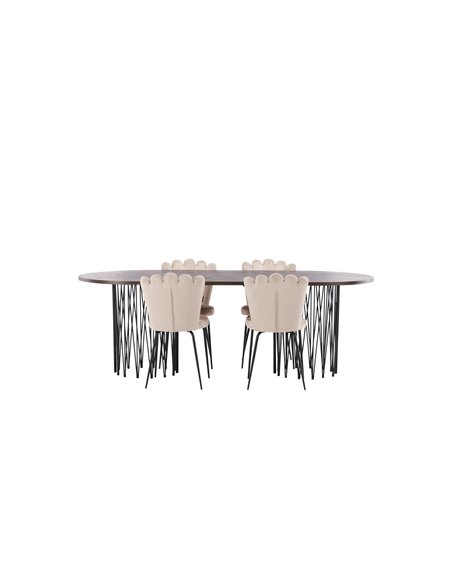 Matgrupp Stone med Limhamn matstolar, 220 × 100 cm