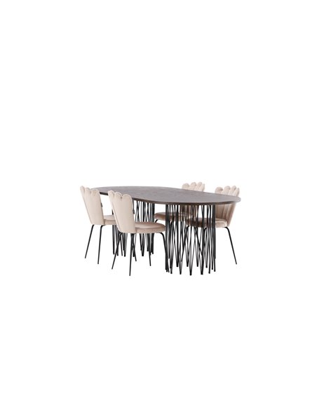 Matgrupp Stone med Limhamn matstolar, 220 × 100 cm