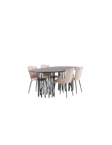 Matgrupp Stone med Limhamn matstolar, 220 × 100 cm