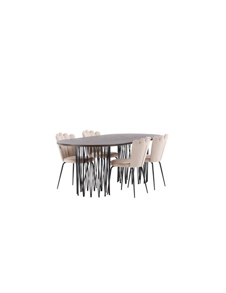 Matgrupp Stone med Limhamn matstolar, 220 × 100 cm