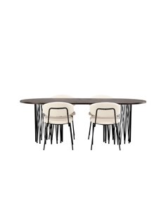 Matgrupp Stone med Chico matstolar, 220 × 100 cm