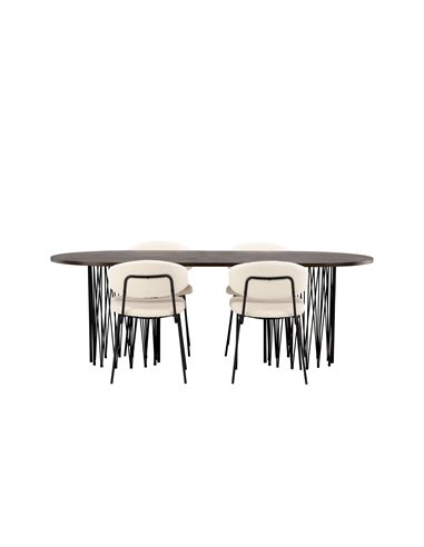 Matgrupp Stone med Chico matstolar, 220 × 100 cm