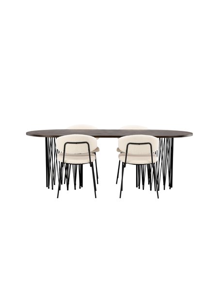 Matgrupp Stone med Chico matstolar, 220 × 100 cm
