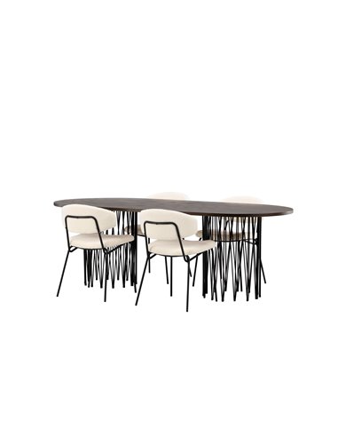 Matgrupp Stone med Chico matstolar, 220 × 100 cm